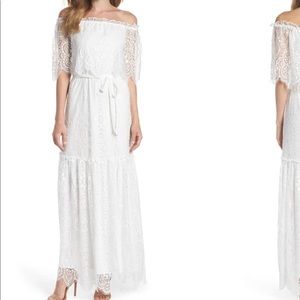 Ivory off-the-shoulder maxi dress